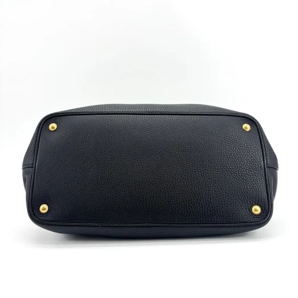 Prada Vitello Phoenix Tote Bag Black with Gold Hardware
